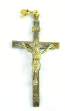 ANTICO CROCIFISSO CON TESCHIO H 14 CM LEGNO E OTTONE XIX SEC CROCEFISSO