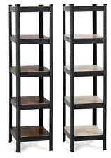 2 Scaffale 5 Ripiani Metallo Legno 148x37cm Garage Mensola Libreria Scaffalatura