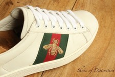 Gucci Ace Bee pelle di serpente bianco scarpe da ginnastica sneakers uomo UK 5,5