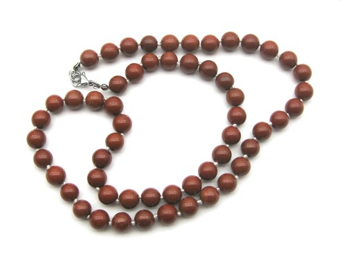 Collana sfera diaspro rosso - a,