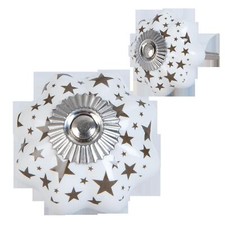 Maniglia pomello armadio porta modello stella bianco ceramica marrone forma fiore