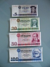  DDR Deutsche Demok. Republik Mark 4 Pieces X 5 20 50 100 DM Original  1971 1975