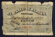 5 pesetas 1936 Santander. RC