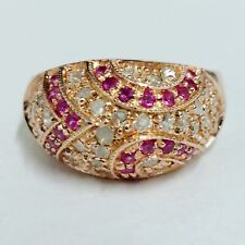 Anello Stile Antico In Oro9kt, Argento925 Con Diamanti Naturali E Rubini