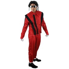 COSTUME DA ADULTO KING OF POP SUPERSTAR JACKO OUTFIT THRILLER ANNI '80