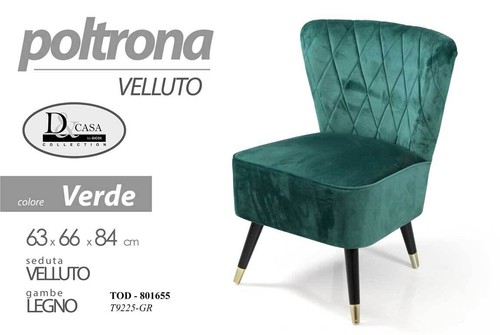Poltrona seduta velluto gambe - seduta,