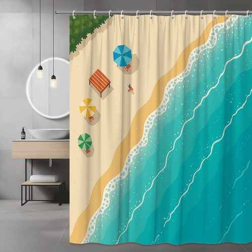 Beach shower curtain ocean - shower,