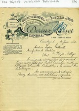 Dépt 59 - Cambrai 1 Rue Eugène Bouly - Belle Entête Verrerie & Faïencerie 1914