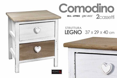 Comodino cuore cassetti - cuore,