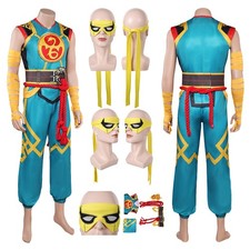 Costume cosplay pugno di ferro Marvel Rivals set completo vestito fantasia + maschera occhi benda