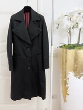 Cappotto donna elegante soprabito lungo in lana nero e burgundy made in Italy 40