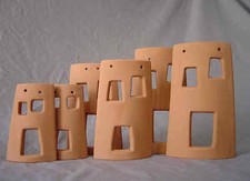 STOCK 6 TEGOLE CASETTA SCHELETRO IN COTTO FATTE A MANO X DECOUPAGE E DECORAZIONE