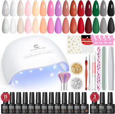 31PCS Kit Semipermanente Unghie, 15 Colori 8ML Smalti in Gel per Unghie Con Lamp