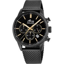 Reloj Lotus chrono hombre esfera negra brazalete malla negro 18700/2