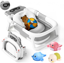 Vaschetta Bagnetto Neonato Pieghevole, Vaschetta Bagno Neonato Con Termometro, V