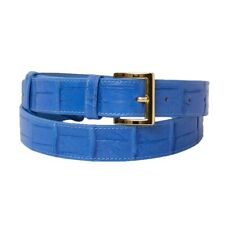 Cintura in vera pelle di coccodrillo blu