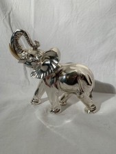 Statuetta Elefante In Argento Con Zanne Color Avorio. Marca Nobili.
