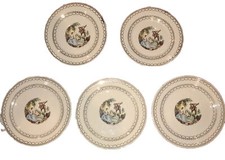 5 piatti vintage serenata americana Limoges bordo oro 22 carati, dessert, pane e burro.