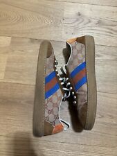 Gucci Brown GG Canvas and Suede Web G74 Sneakers Size 44
