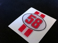 1 Adesivo Stickers SIMONCELLI 58 SIC Tribute 3D Resinato 40 x 45 mm rosso