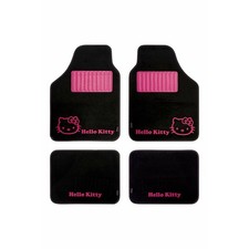  Set di Tappetini per Auto Hello Kitty Nero Rosa (4 pcs)