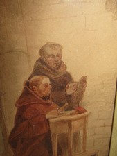 Quadro antico monaci in