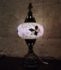 Lampada vetro mosaico orientale luce tavolo comodino abat jour etnico regalo 4B