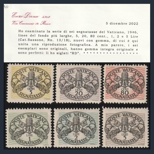 Vaticano 1946 segnatasse righe - 1946,