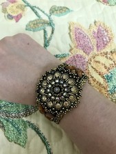 Bracciale Donna Swarosky Ottone Brunito Schiava Brillantini Particolare 