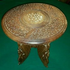 tavolino intarsiato vintage legno 29/30 cm arredo trepiede smontabile pieghevole