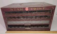 Vetrinetta pubblicitaria vintage Star Twist filo da cucire bobina 4 cassetti