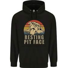 Felpa con cappuccio uomo cane cucciolo divertente viso pit bull riposo 80% cotone