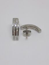 orecchini donna oro bianco 750 semi luna - con pavè di brillanti  a baguette