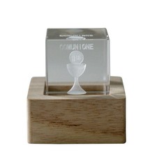Collezione Lampo cubo cristallo Calice Prima Comunione luminoso base legno bombo