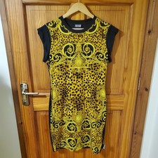 VERSACE JEANS COUTURE Mini Abito Logo Barocco Girocollo Nero Oro Taglia M/10