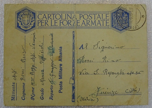 Cartolina postale per forze - postale,