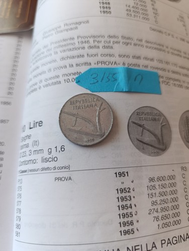 Moneta lire del 1955 - da, 10