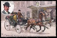 Artista firmato Ludwig Koch carrozza cavallo cavallo Vienna serie BKWI 948-3 pezzi VK6766