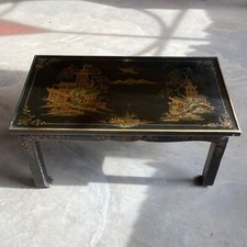 Tavolino anni 50 basso da salotto orientale laccato nero dipinto