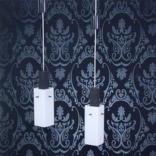 Coppia lampadari vintage Design anni 50 paralume parallelepipedo vetro opalino 