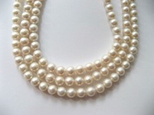 Lotto di N°3 Fili Perle Coltivate di Acqua Dolce Bianche  9mm. ,Lunghe cm.40