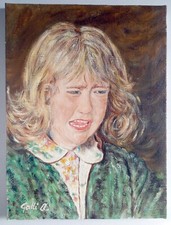 062 QUADRO Olio su Tela BAMBINA CHE PIANGE 30 x 40 (25)