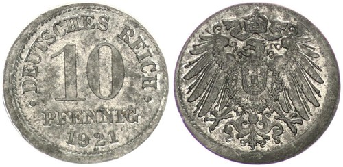 Pfennig 1921 fehlprägung - pfennig,