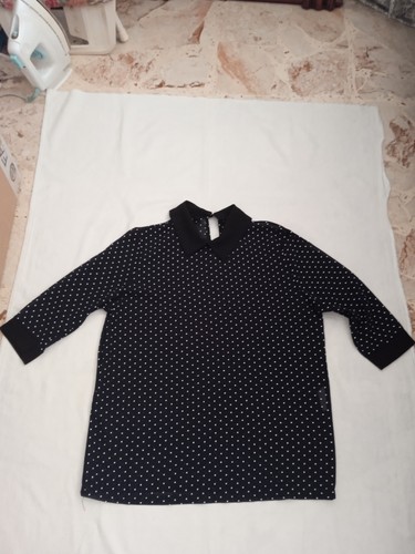 Camicetta blu con pois - , bianchi