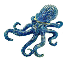 Scatola portagioie in peltro gioiello polpo blu/tè vita marina nautica