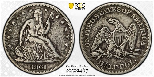 Mezzo dollaro 1861 - , seduto