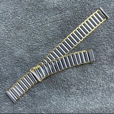 NOS 16mm Vintage Bambù Scala Militare Orologio Bracciale Acciaio Bordo Oro