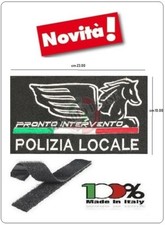 Patch Toppa con Strip Polizia Locale Nuovo Logo Nazionale Nero Gigante 23x10 cm