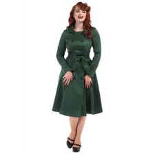 Trench coat vintage da collezione London Korrina Swing in verde bottiglia, 4XL/UK 22