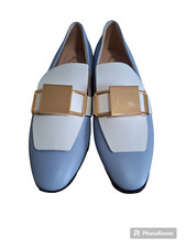 Autentiche scarpe basse eleganti TOD'S, pelle blu/bianco, taglia: 6,5